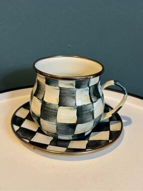Mackenzie-Childs Courtly Check Teacup / Mug with Saucer